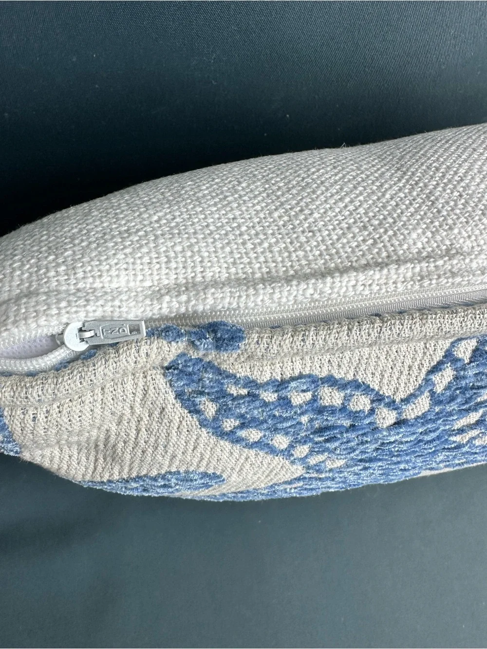 New blue and cream starfish lumbar accent pillow (@18”x11”): 3 available